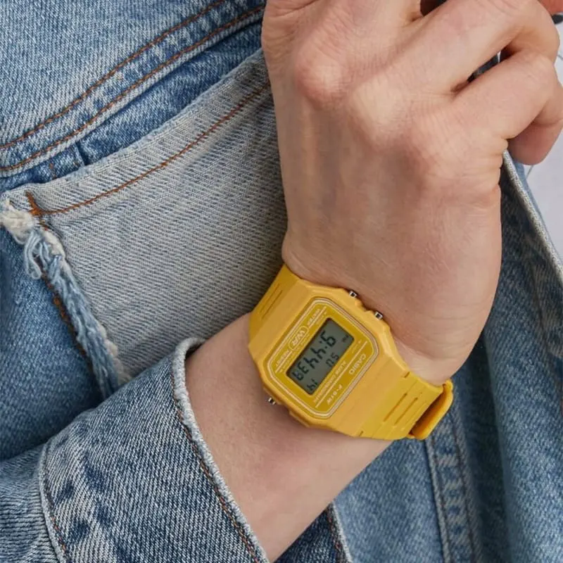 Casio Digital Yellow Resin Lightweight Band Watch-  F-91WC-9A